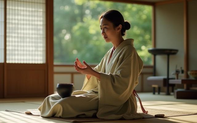 Основатель 雪月風花茶, объясняющий философию чая