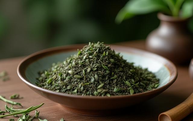 Высококачественные рассыпные чайные листья и изысканная чайная посуда, включая чаван.